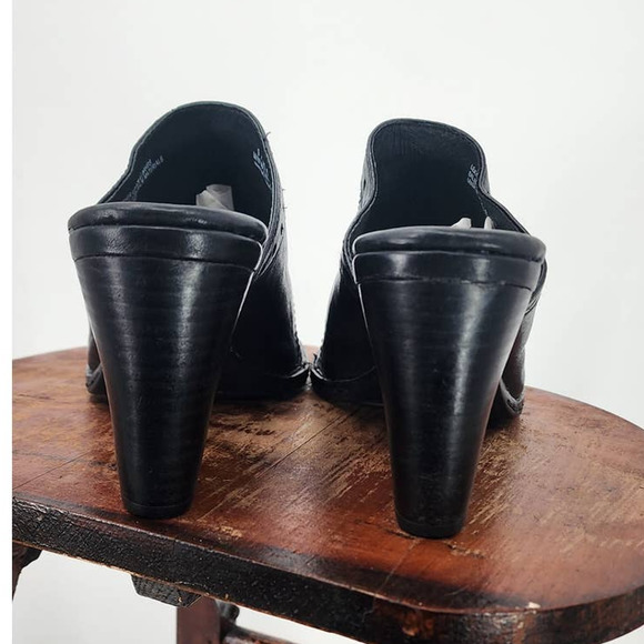 B.O.C. Slip On Black Leather Mule Stacked Heel Size 9 40.5 - Picture 4 of 7